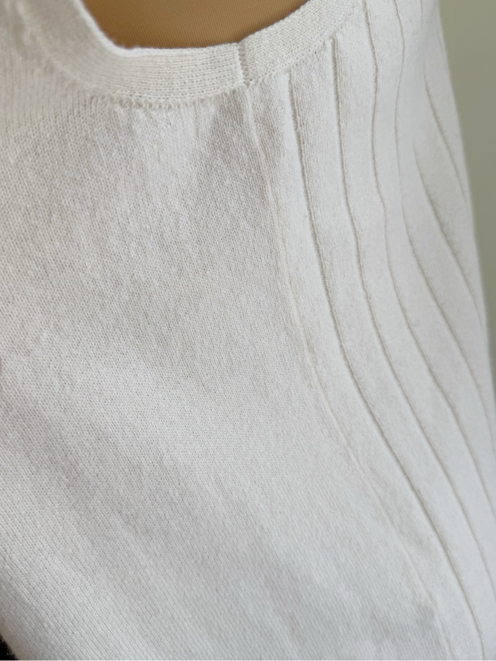 LAFAYETTE 148 CREAM RIBBED CASHMERE HIGH MOCK NECK TANK TOP BLOUSE - Picture 6 of 8